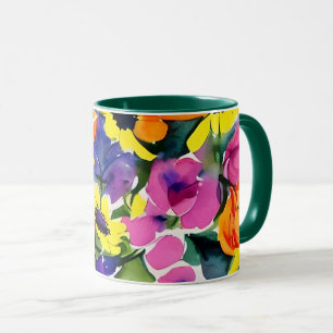Colorful Watercolor Floral Art Mug
