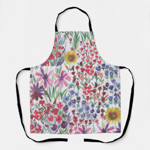 Colorful Watercolor Floral botanical Boho Garden  Apron