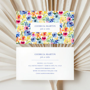 Colorful Watercolor Floral Business Card
