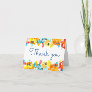 Colorful Watercolor Floral Wedding Thank You Card