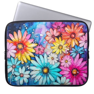 Colorful Watercolor Flower Art Laptop Sleeve