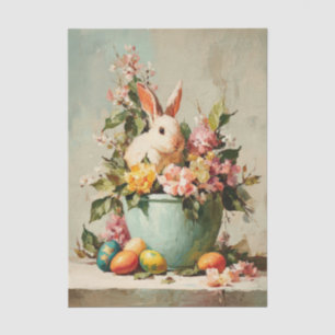 Colorful watercolor Flowers and Easter Bunny Tissue Paper