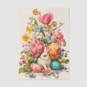 Colorful watercolor Flowers and Easter Bunny Tissue Paper
