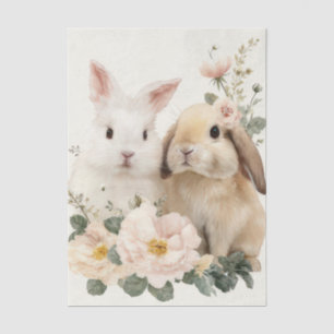Colorful watercolor Flowers and Easter Bunny Tissue Paper