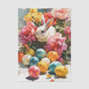 Colorful watercolor Flowers and Easter Eggs Tissue Paper