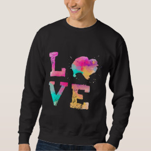 Colorful Watercolor Paint Pomeranian Dog Love R Sweatshirt