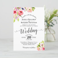 Colorful Watercolor Pansies & Wildflowers Wedding