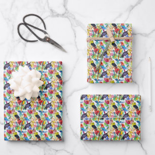 Colorful Watercolor Parrots Wrapping Paper Sheet