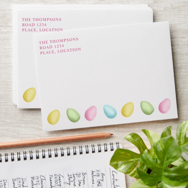 Colorful Watercolor Pastel Easter Eggs Envelope (Stacked)