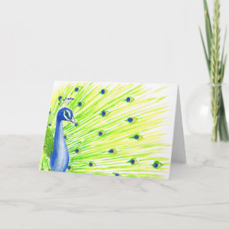Colorful Watercolor Peacock Note Card