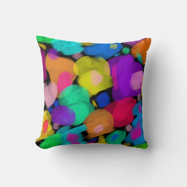 Colorful watercolor print cushion (Front)