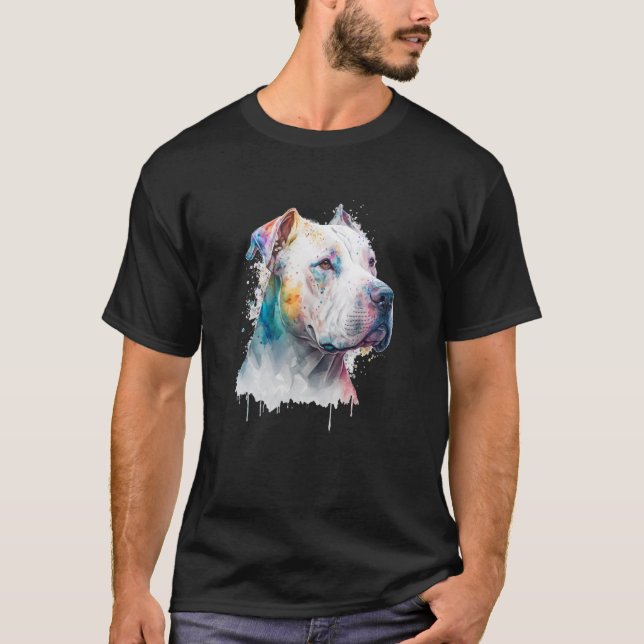 Colorful Watercolor splash Dogo argentino T-Shirt (Front)