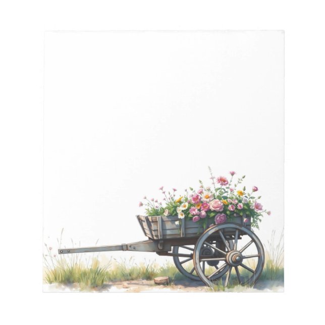 Colorful Watercolor Spring Blooms Floral Notepad (Front)