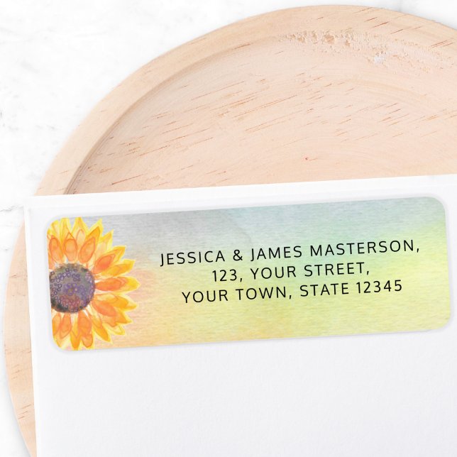 Colorful Watercolor Sunflower Return Address Return Address Label (Creator Uploaded)