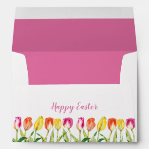 Colorful Watercolor Tulips Easter Envelope