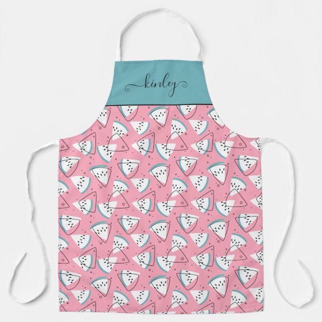 Colorful Watercolor Watermelons Apron (Front)
