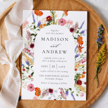 Colorful Watercolor Wildflower Arch Wedding