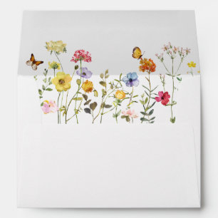 Colorful Watercolor Wildflowers & Butterflies Envelope