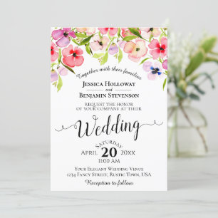Colorful Watercolor Wildflowers Spring Wedding Invitation