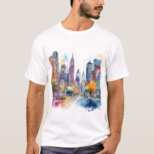 Colorful Watercolour Cityscape T-Shirt