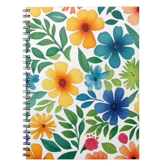 Colorful Watercolour Flowers Notebook (Front)