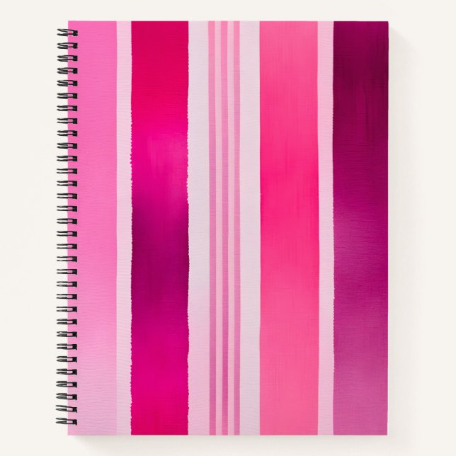 Colorful Watercolour Stripes Spiral Notebook (Front)