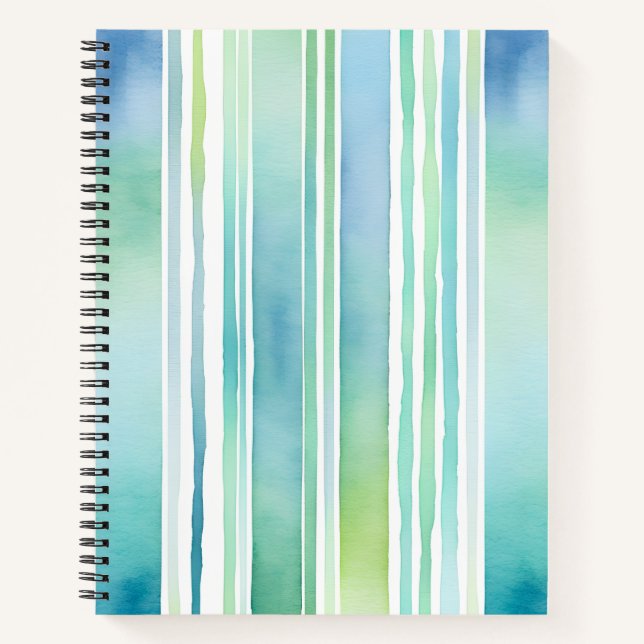 Colorful Watercolour Stripes Spiral Notebook (Front)