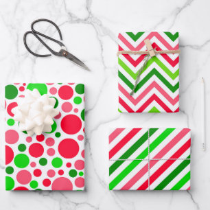 Colorful Watermelon Dots and Stripes Wrapping Paper Sheet
