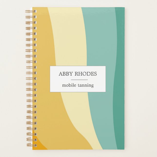 Colorful wave lines personalized planner (Front)