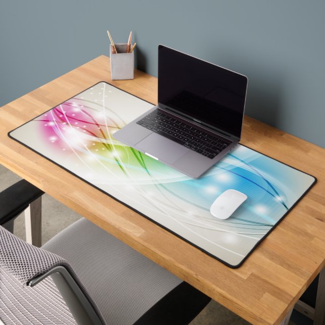 Colorful Waves Beige Background Desk Mat (Office 2)