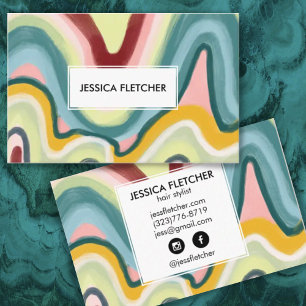 Colorful Wavy Stripes Minimalist Cool Business Card