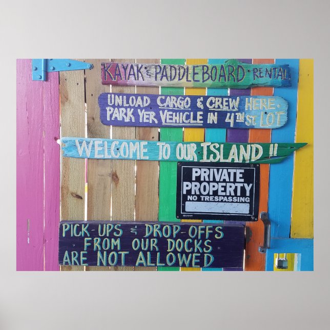 Colorful Welcome Island sign Carribean (Front)