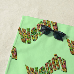 Colorful Wendy Name, Beach Towel