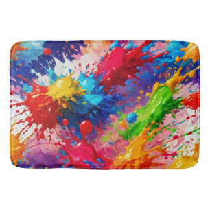Colorful Wet Paint Splash Design Bath Mat