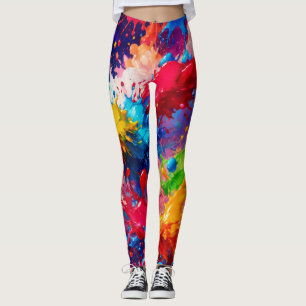 Colorful Wet Paint Splash Design Leggings