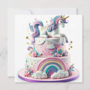COLORFUL WHIMISCAL RAINBOWS & UNICORNS BIRTHDAY INVITATION