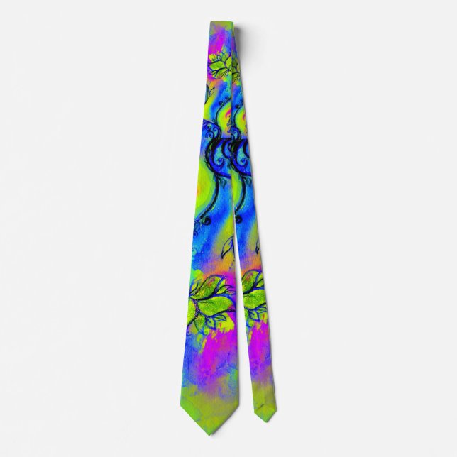 COLORFUL WHIMSICAL FLOWERS TIE (Front)