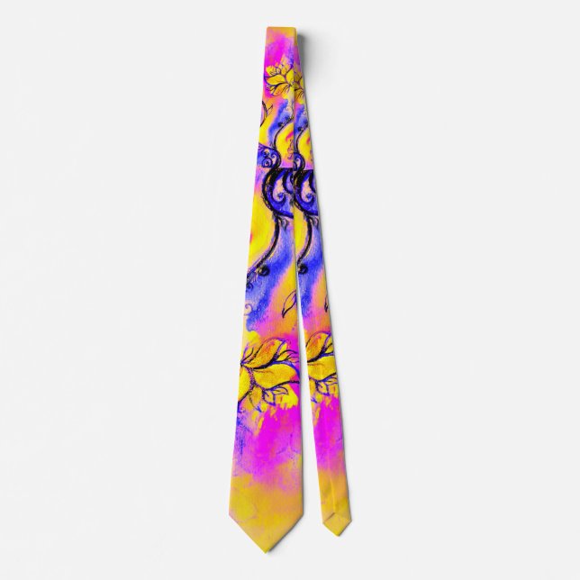 COLORFUL WHIMSICAL FLOWERS TIE (Front)