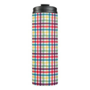 Colorful Whimsical Plaid Watercolor Pattern Thermal Tumbler