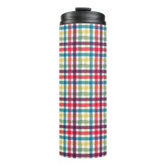 Colorful Whimsical Plaid Watercolor Pattern Thermal Tumbler