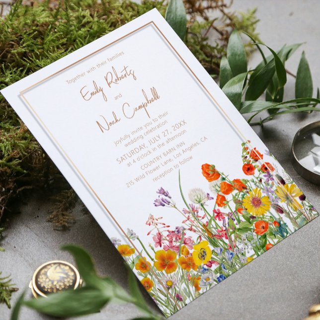 Colorful Wild Flowers Country Wedding Invitation (Creator Uploaded)