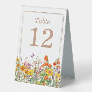 Colorful Wild Flowers Country Wedding Table Number