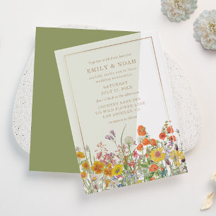 Colorful Wild Flowers Country Wedding Vellum Invitations
