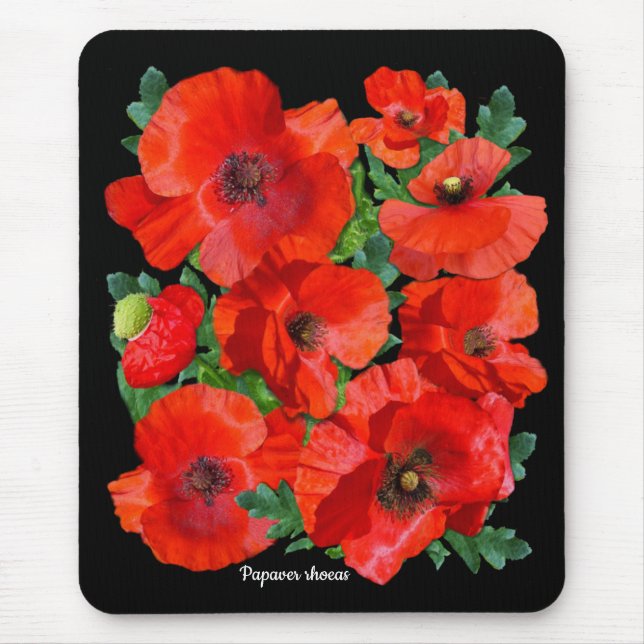 Colorful Wild Red Poppies Mouse Pad (Front)