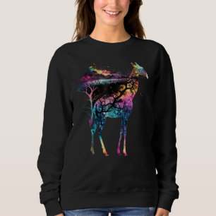 Colorful Wilderness Nature Giraffe Reflection Sweatshirt