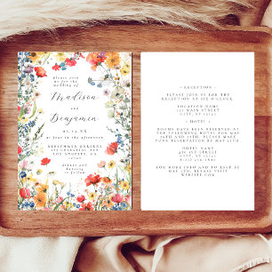 Colorful Wildflower All in One Wedding Invitation