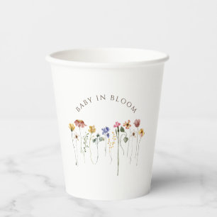 Colorful Wildflower Baby In Bloom Baby Shower Paper Cups