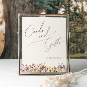 Colorful Wildflower Beige Cards and Gifts Sign