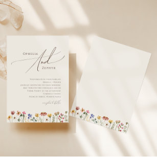 Colorful Wildflower   Beige Wedding Invitation