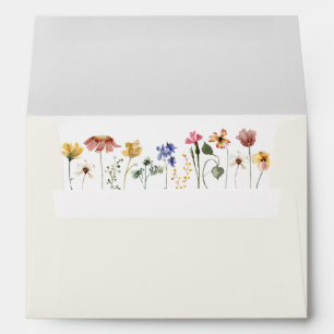 Colorful Wildflower   Beige Wedding Invitation Envelope